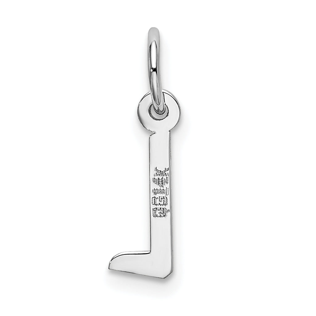 14K White Gold Small Slanted Block Initial L Char