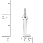 14K White Gold Small Slanted Block Initial L Char