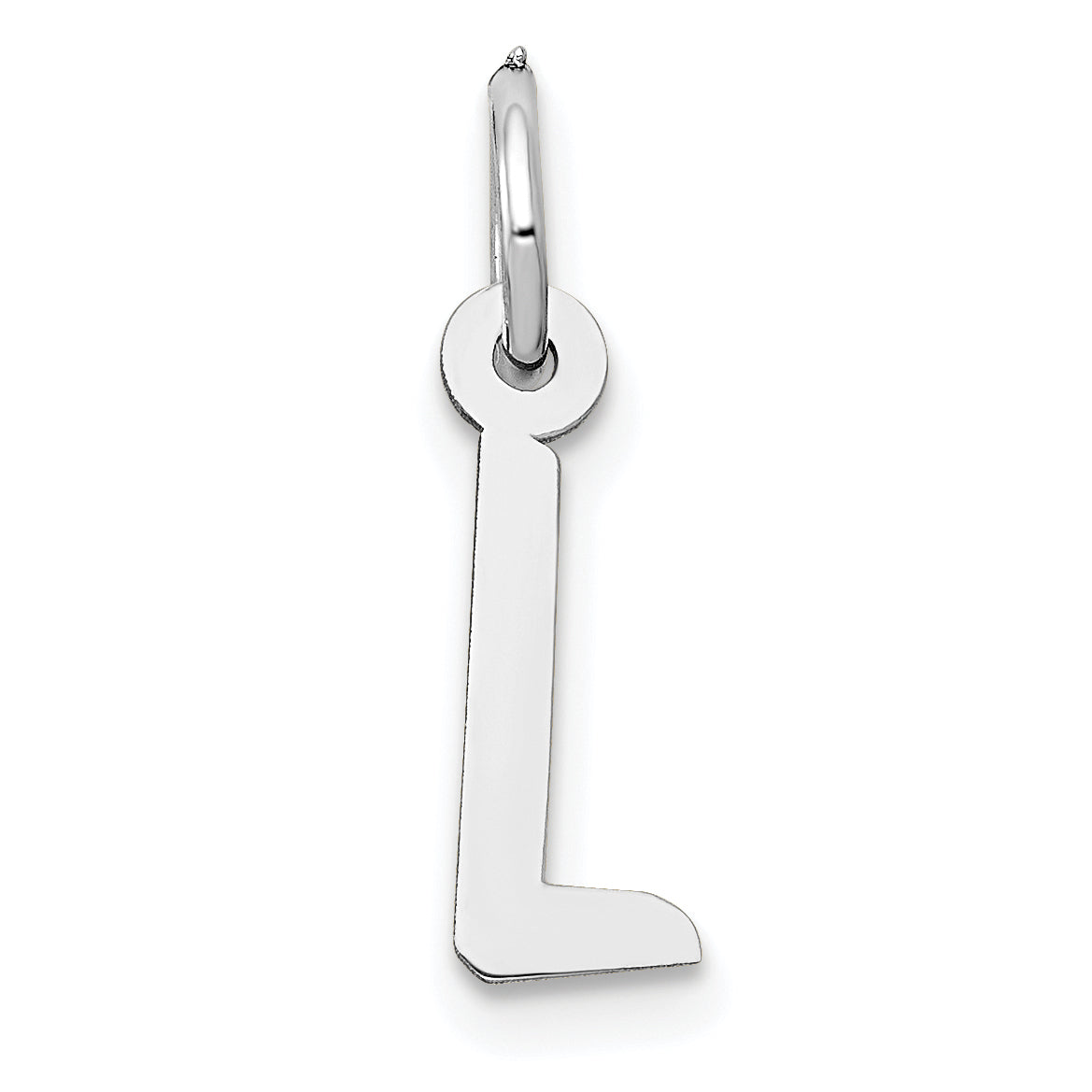 14K White Gold Small Slanted Block Letter L Initial Charm Main image
