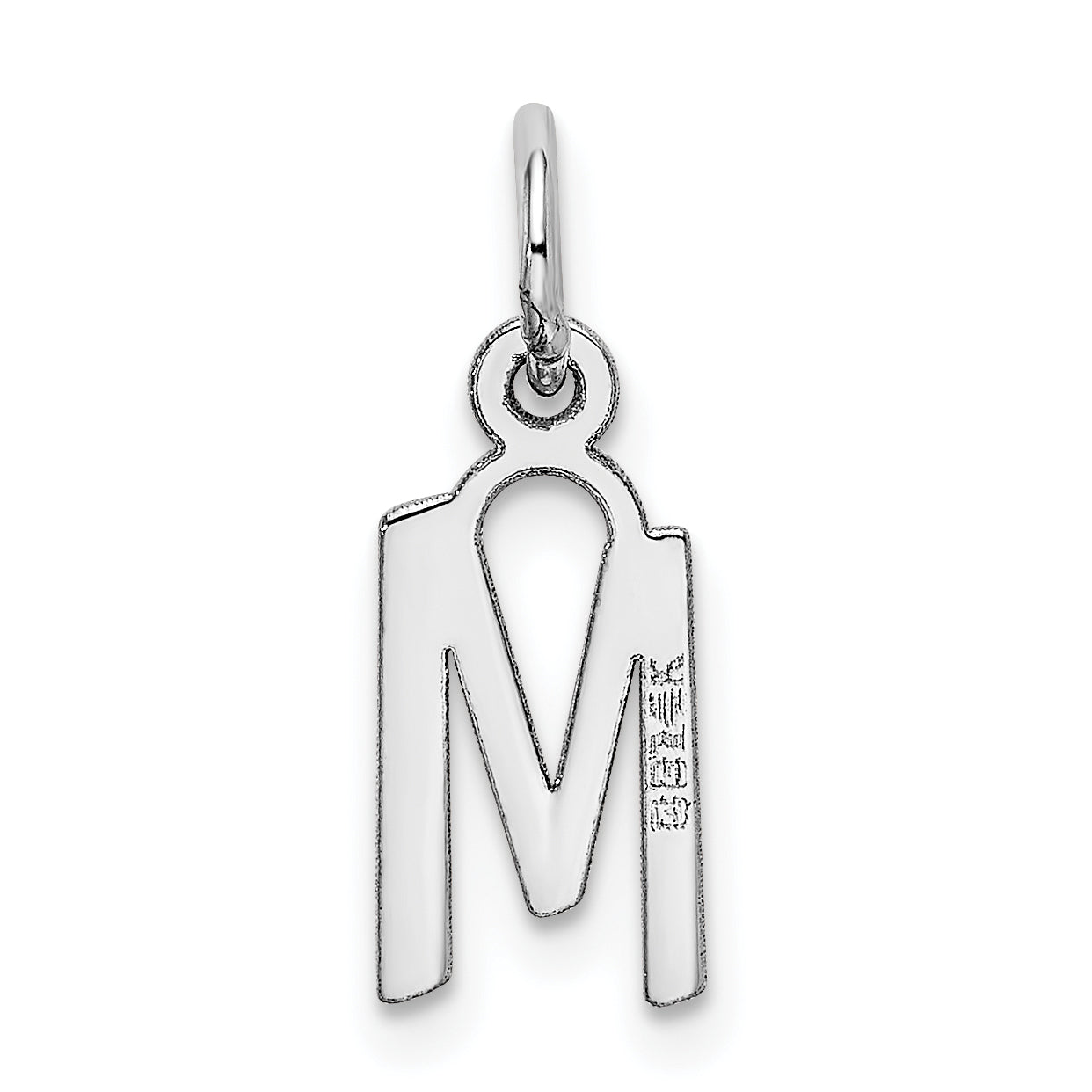 14K White Gold Small Slanted Block Initial M Char