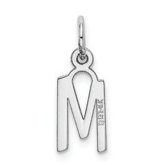 14K White Gold Small Slanted Block Initial M Char