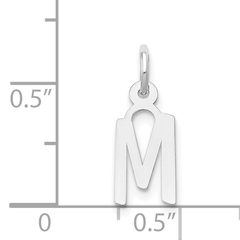 14K White Gold Small Slanted Block Initial M Char