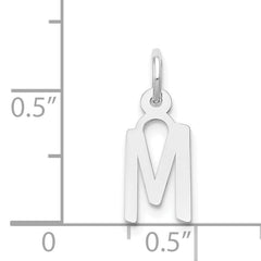 14K White Gold Small Slanted Block Initial M Char