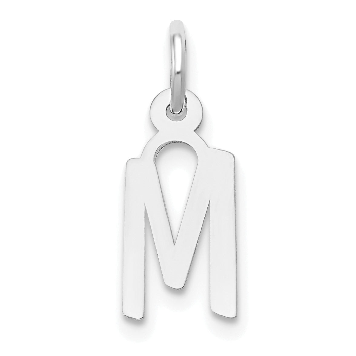 14K White Gold Small Slanted Block Letter M Initial Charm Main image