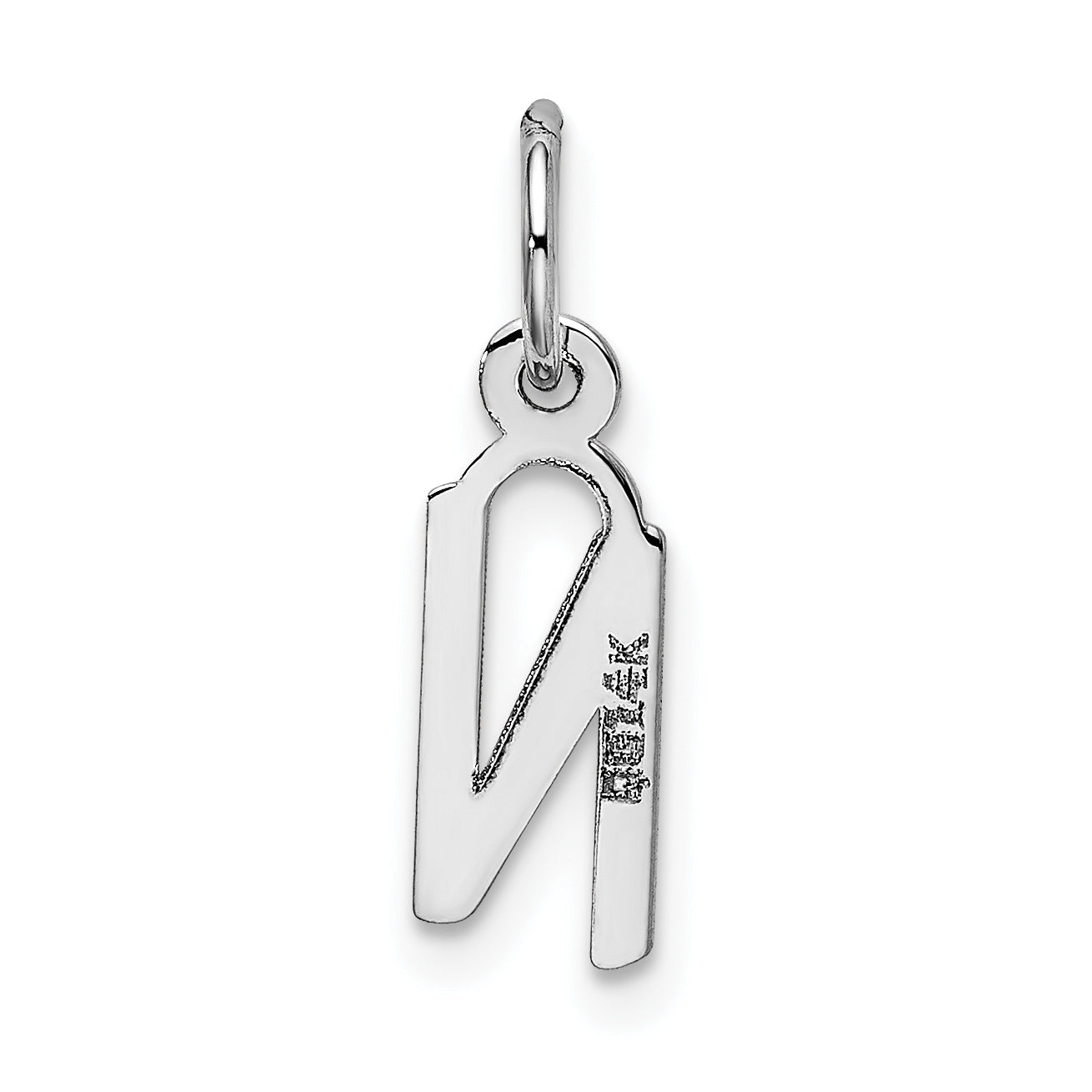 14K White Gold Small Slanted Block Initial N Char