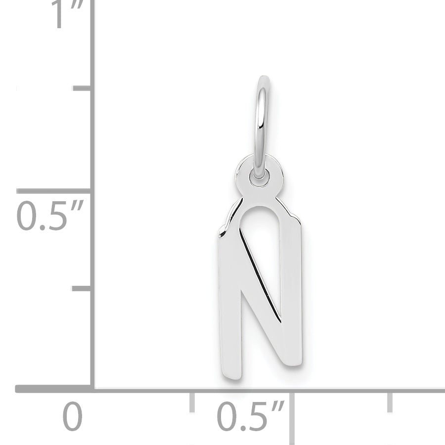 14K White Gold Small Slanted Block Initial N Char