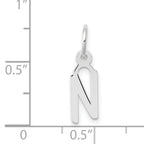14K White Gold Small Slanted Block Initial N Char