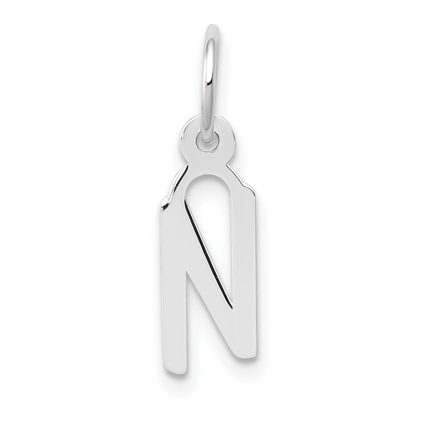 14K White Gold Small Slanted Block Letter N Initial Charm Main image
