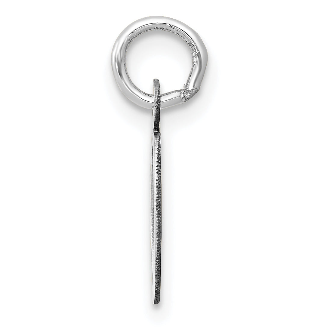 14K White Gold Small Slanted Block Initial O Char