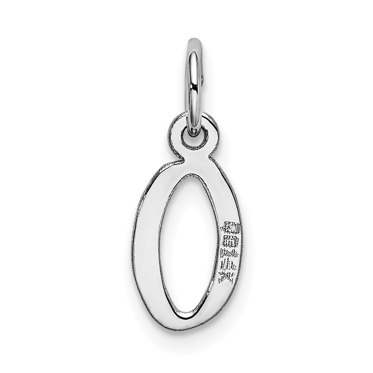 14K White Gold Small Slanted Block Initial O Char
