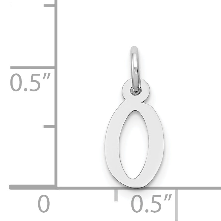 14K White Gold Small Slanted Block Initial O Char