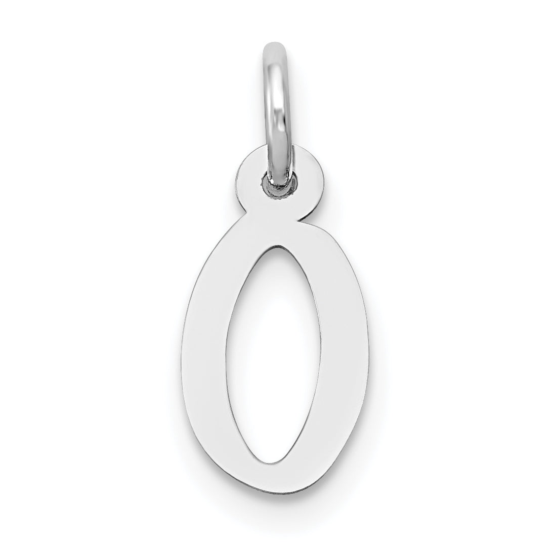 14K White Gold Small Slanted Block Letter O Initial Charm Main image