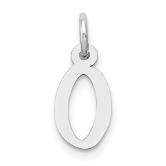 14K White Gold Small Slanted Block Letter O Initial Charm