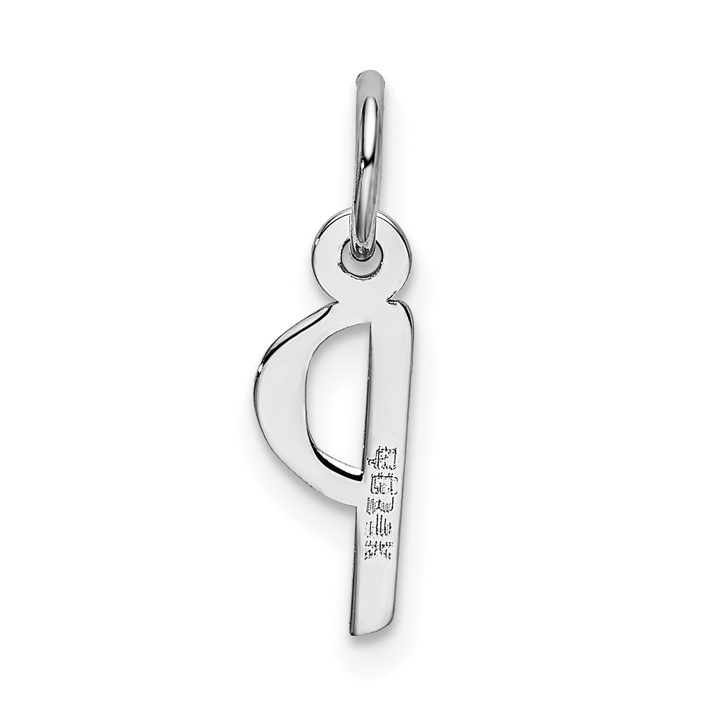 14K White Gold Small Slanted Block Initial P Char