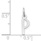 14K White Gold Small Slanted Block Initial P Char