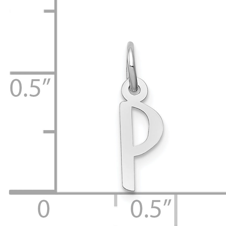 14K White Gold Small Slanted Block Initial P Char