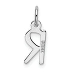 14K White Gold Small Slanted Block Initial R Char