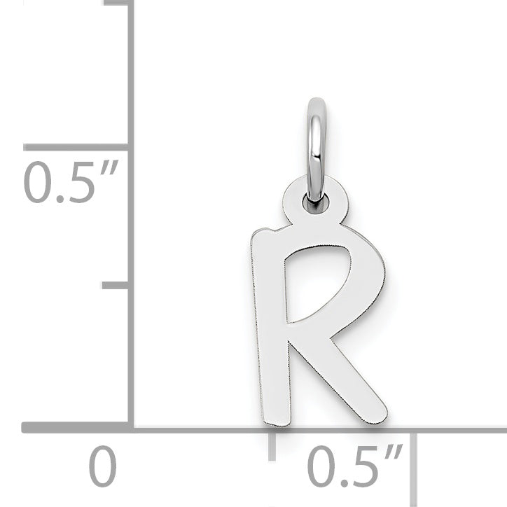 14K White Gold Small Slanted Block Initial R Char