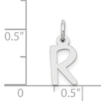 14K White Gold Small Slanted Block Initial R Char