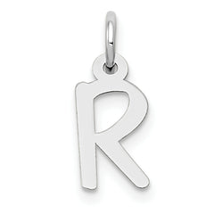 14K White Gold Small Slanted Block Letter R Initial Charm