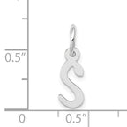 14K White Gold Small Slanted Block Initial S Char