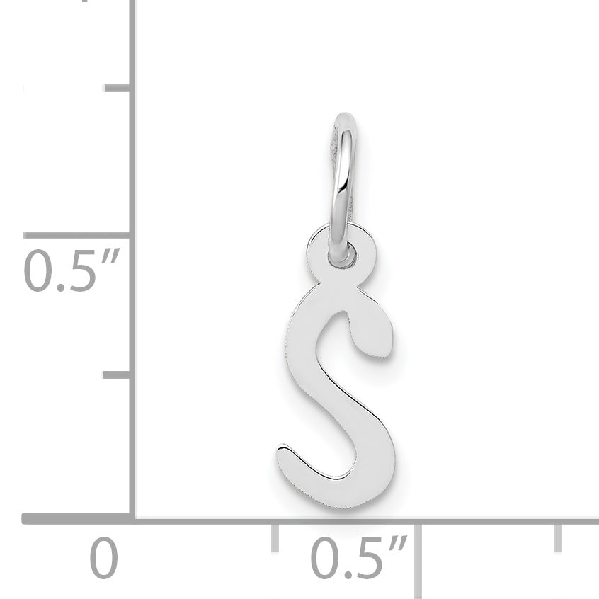 14K White Gold Small Slanted Block Initial S Char