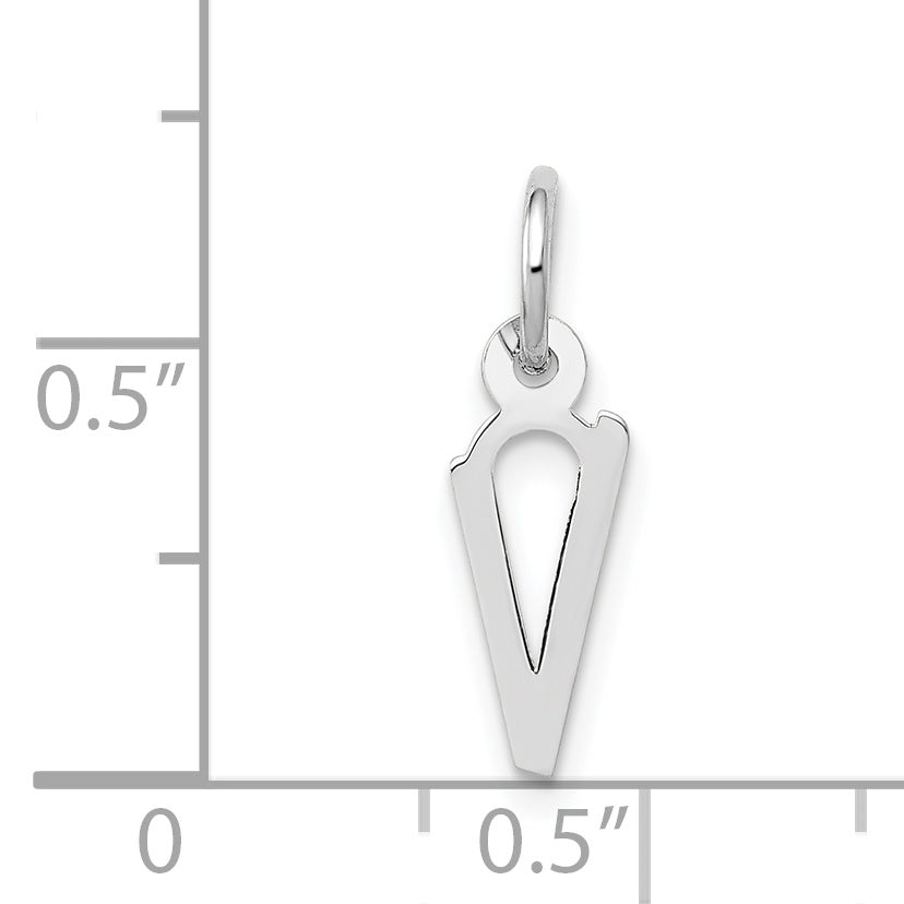14K White Gold Small Slanted Block Initial V Char