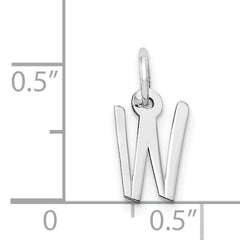 14K White Gold Small Slanted Block Initial W Char