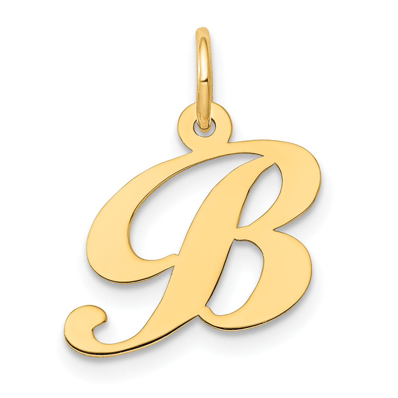 14K Small Fancy Script Letter B Initial Charm Main image
