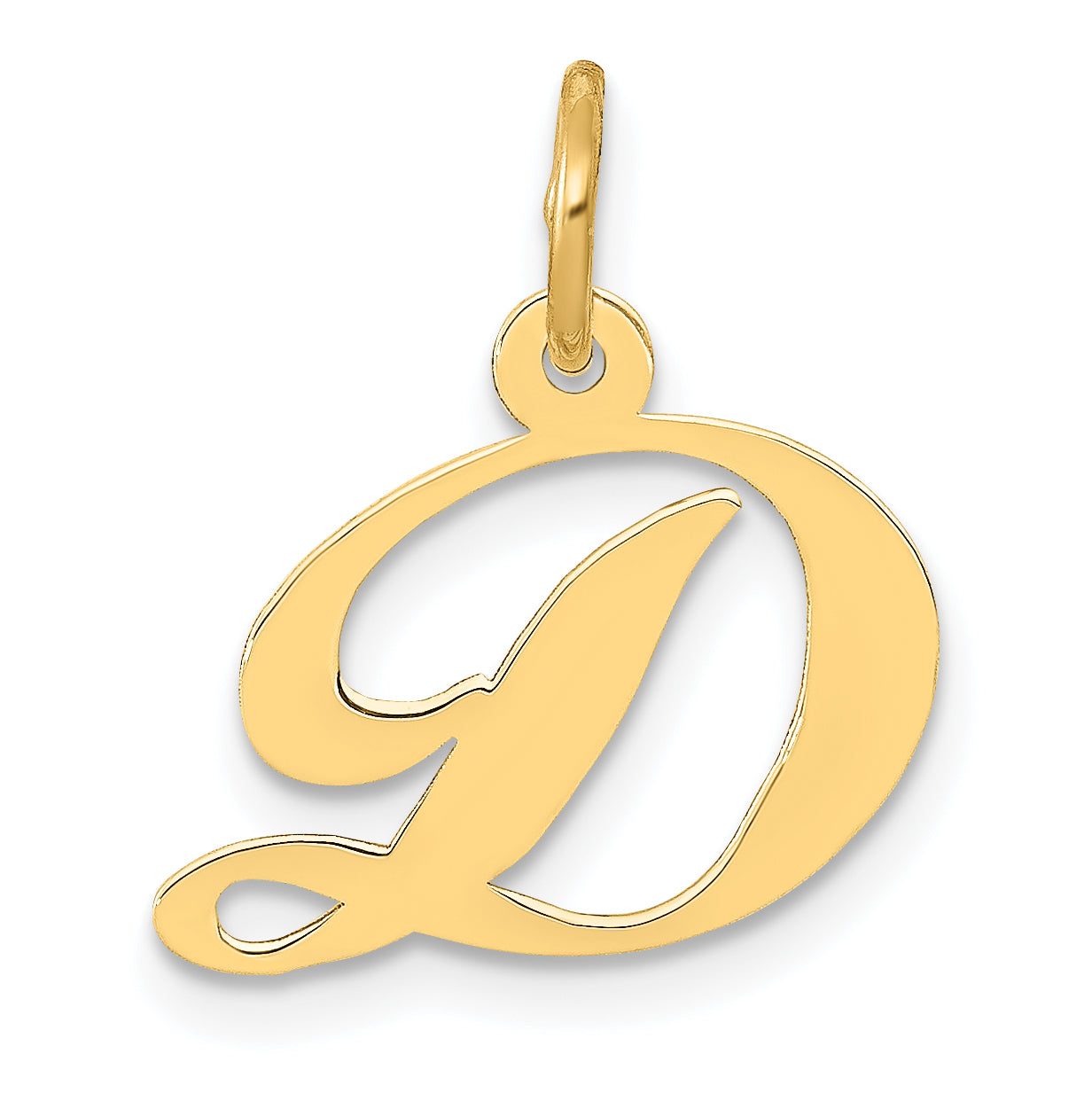14K Small Fancy Script Letter D Initial Charm Main image