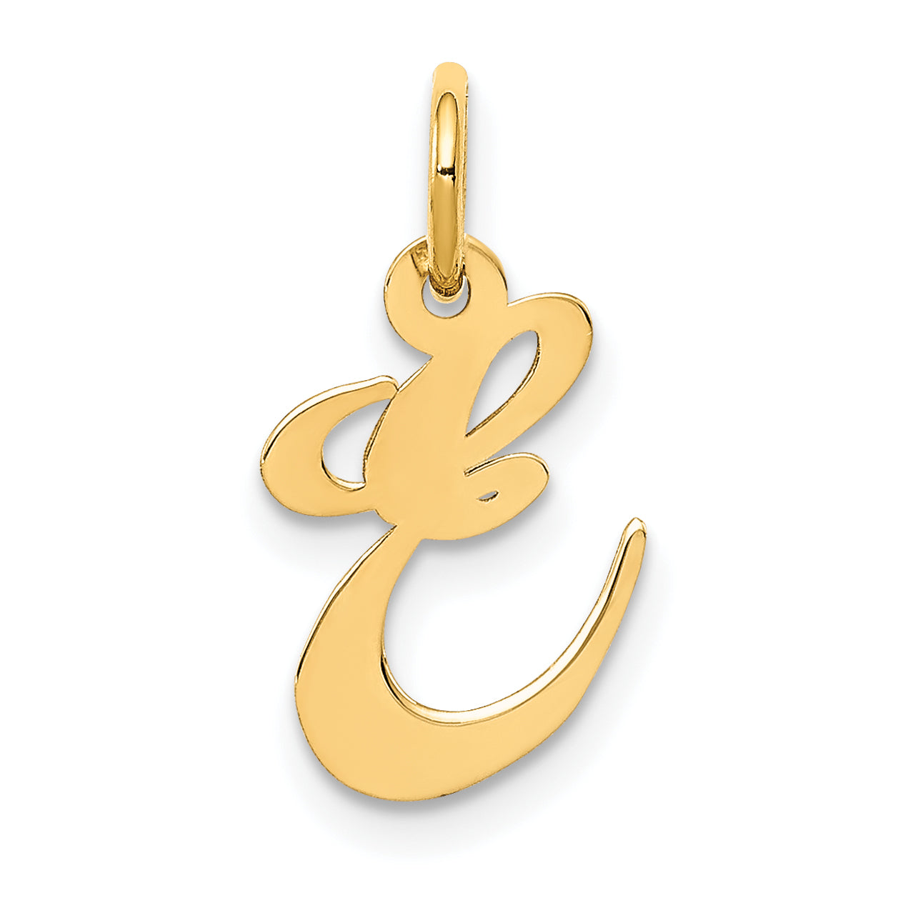 14K Small Fancy Script Letter E Initial Charm Main image