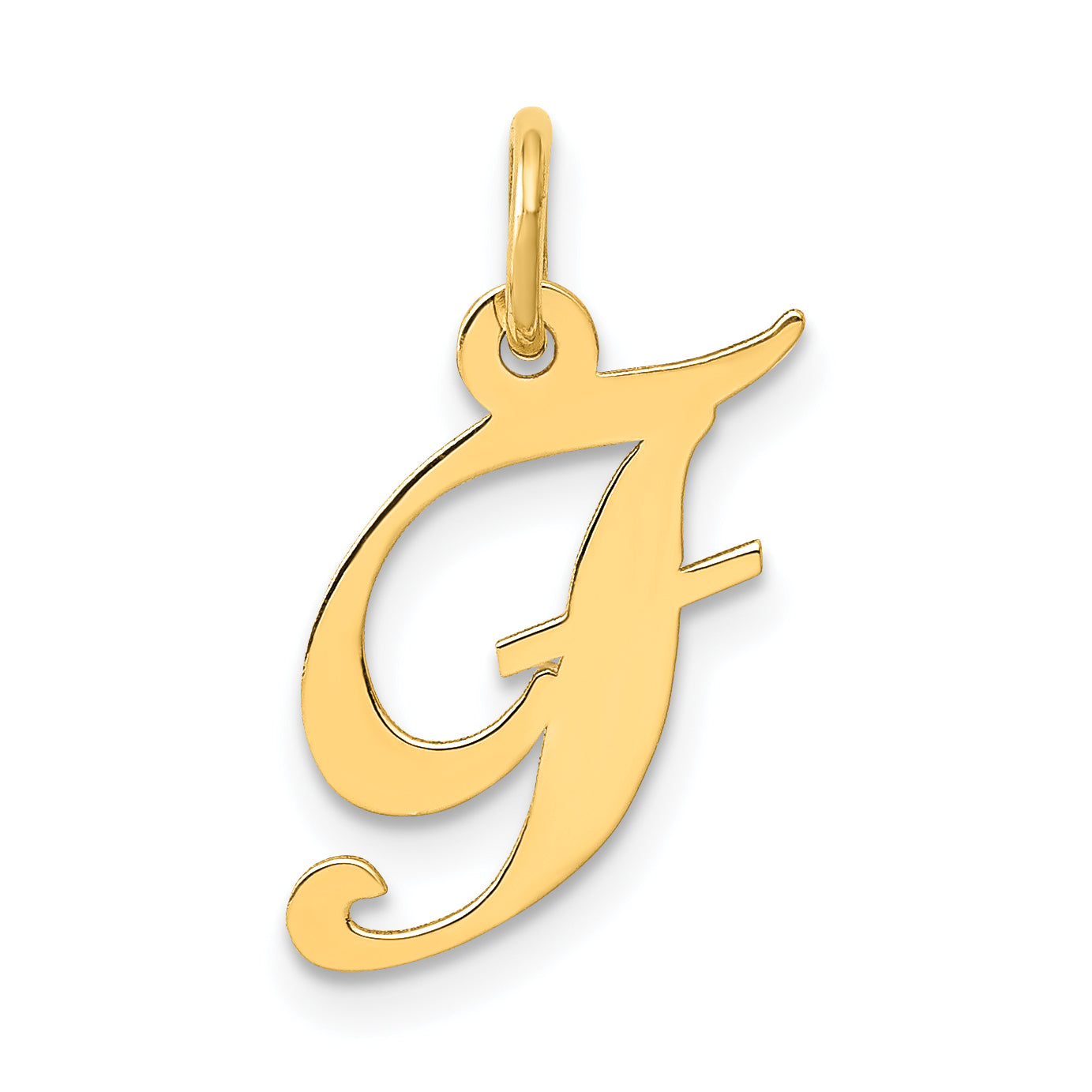 14K Small Fancy Script Letter F Initial Charm Main image