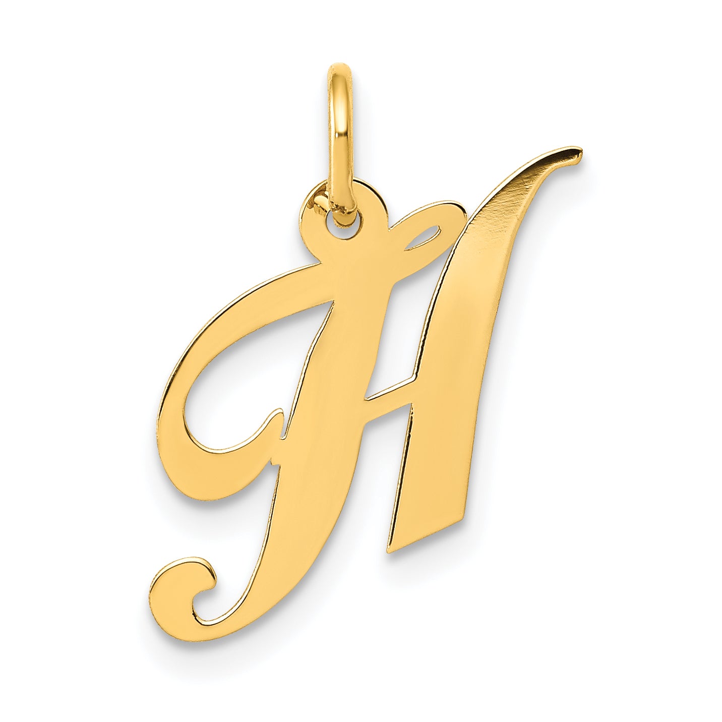 14K Small Fancy Script Letter H Initial Charm