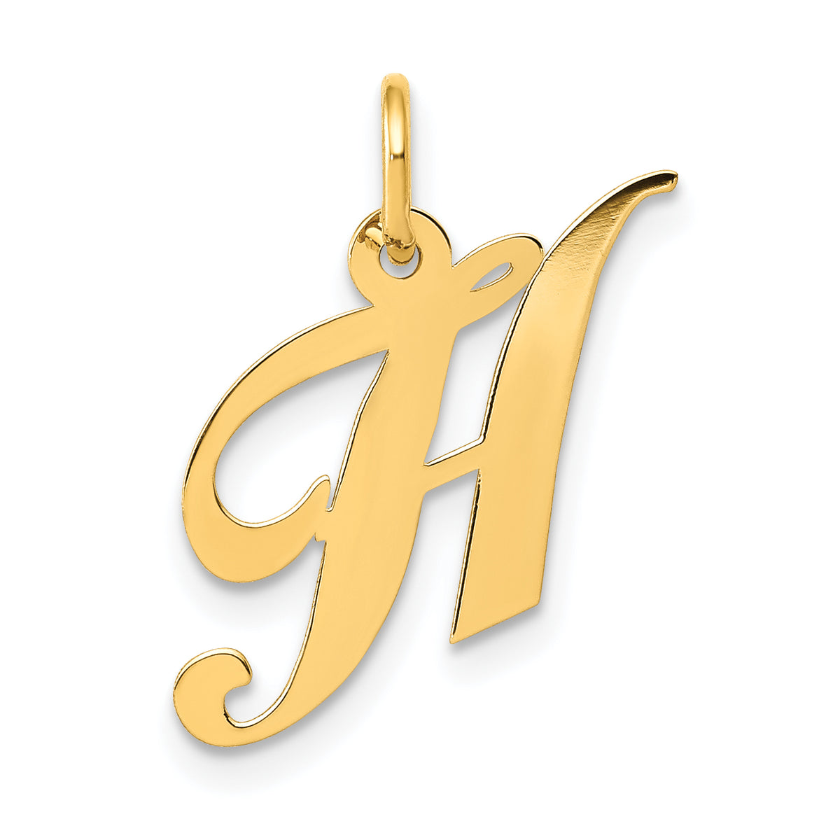 14K Small Fancy Script Letter H Initial Charm