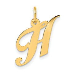 14K Small Fancy Script Letter H Initial Charm