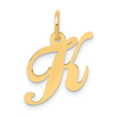 14K White Gold Small Fancy Script Initial K Charm