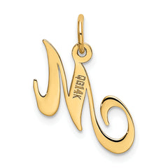 14K Small Fancy Script Initial M Charm