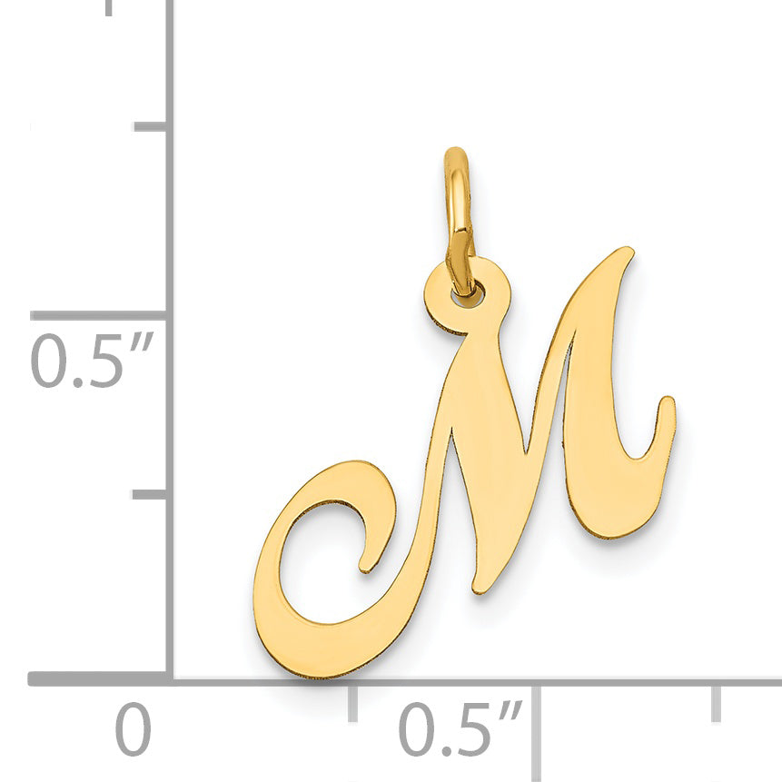 14K Small Fancy Script Initial M Charm