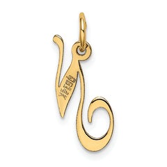 14K Small Fancy Script Initial N Charm