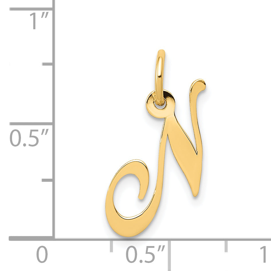 14K Small Fancy Script Initial N Charm