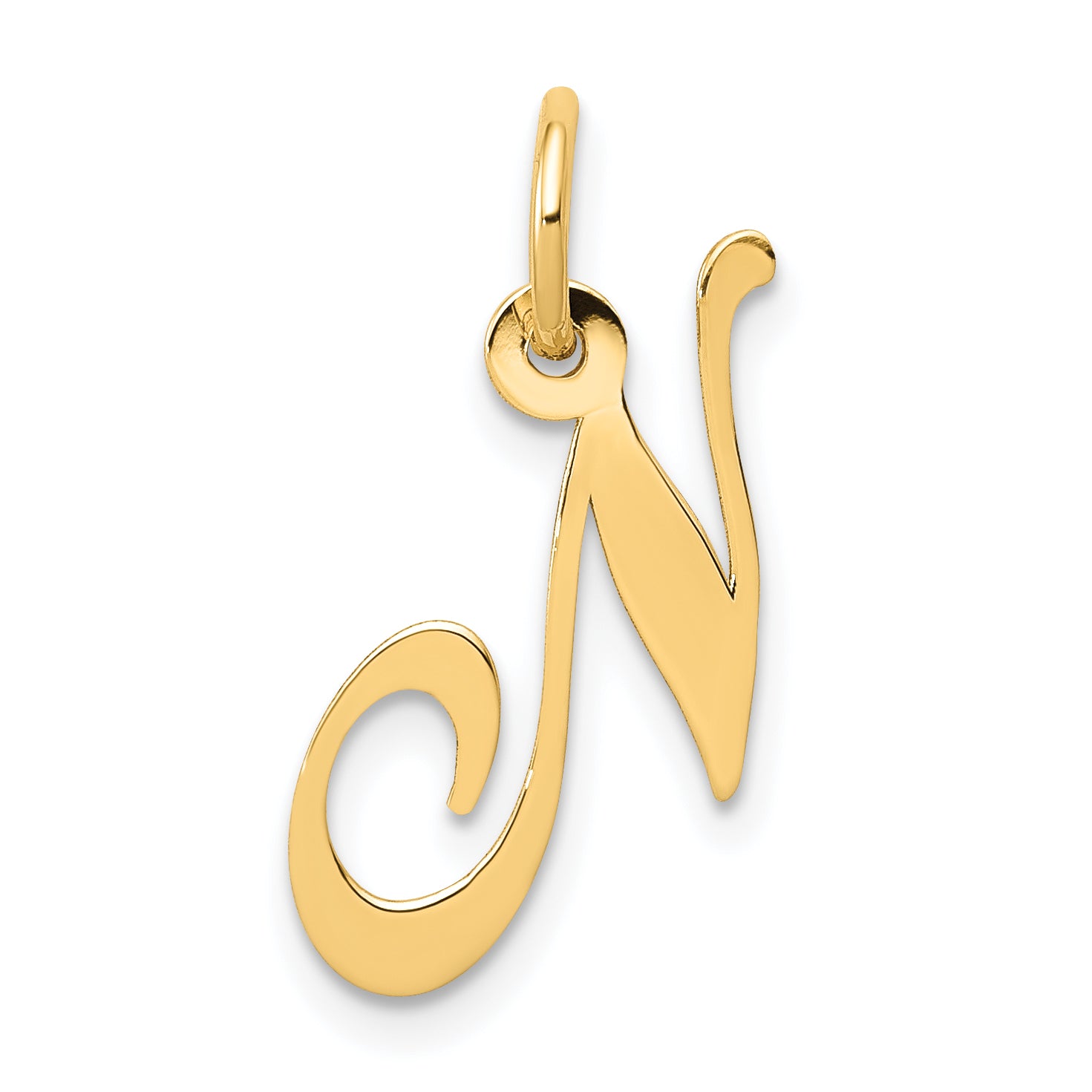 14K Small Fancy Script Letter N Initial Charm Main image