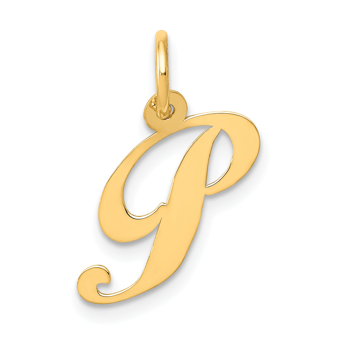 14K Small Fancy Script Letter P Initial Charm
