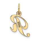 14K Small Fancy Script Initial R Charm