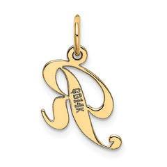 14K Small Fancy Script Initial R Charm