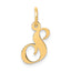 14K Small Fancy Script Letter S Initial Charm