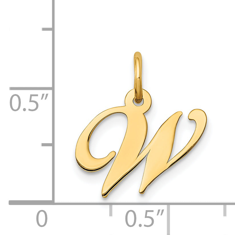 14K Small Fancy Script Initial W Charm