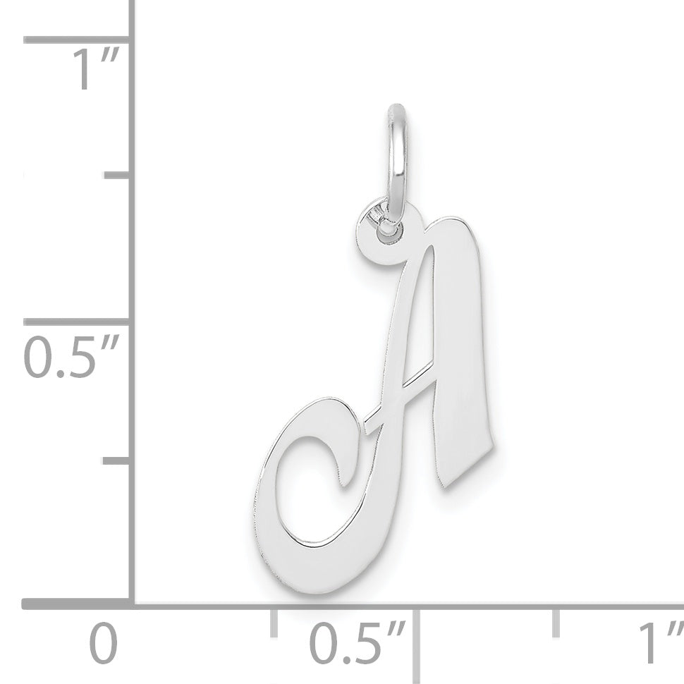 14K White Gold Small Fancy Script Letter A Initial Charm