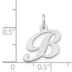 14K White Gold Small Fancy Script Letter B Initial Charm