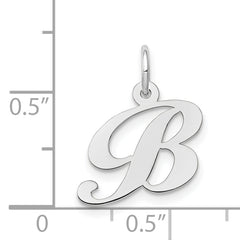 14K White Gold Small Fancy Script Letter B Initial Charm