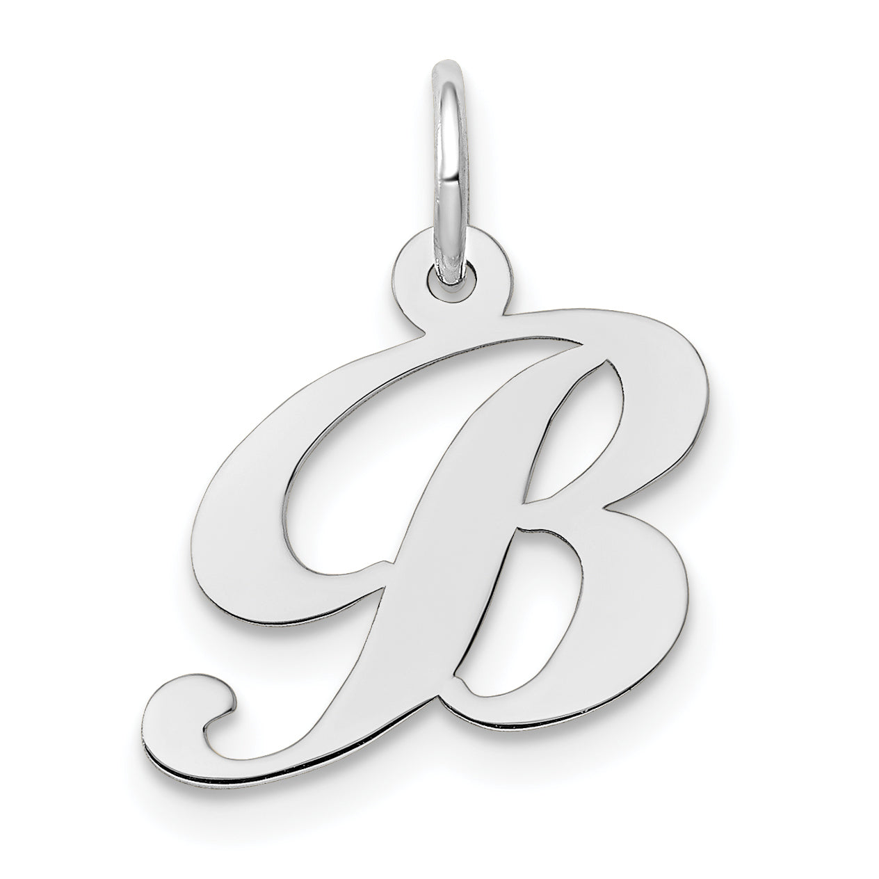 14k White Gold Small Fancy Script Letter B Initial Charm Main image